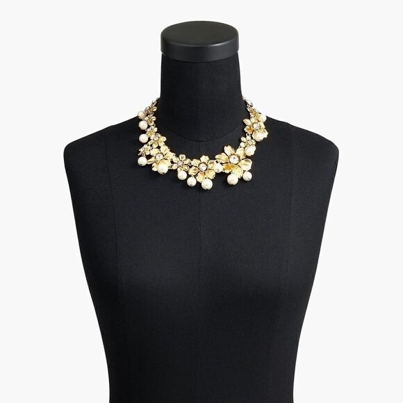 J Crew Pearl and crystal floral statement necklace - Picture 2 of 7